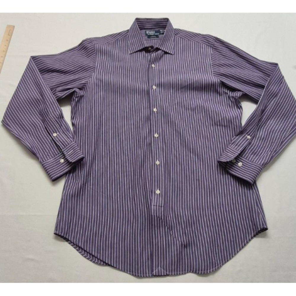 Polo Ralph Lauren Men's Micro‎ Stripe Purple Dress Shirt Curham Classic 16 34/35